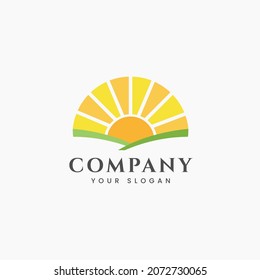 Illustration modern yellow Sunrise morning logo design 