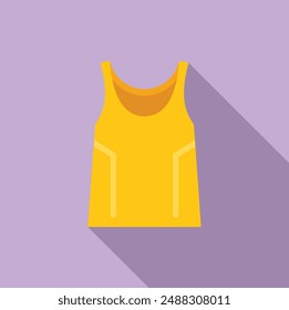 Illustration of a modern yellow tank top in a minimalist flat design style on a purple background