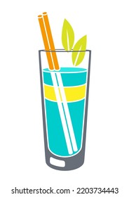 Illustration of mojito cocktail in glass. Alcoholic drink for party.