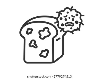 Illustration of moldy bread icon (line drawing)