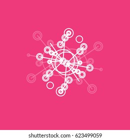 Illustration of molecular level scientific experiment.