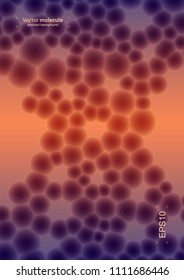 Illustration of molecular structure. Bright abstract design of background for biology, technology, medicine. Multicolored picture with violet and orange.
