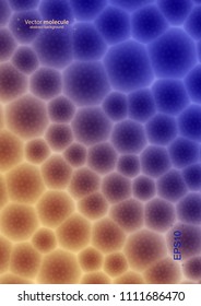 Illustration of molecular structure. Bright abstract design of background for biology, technology, medicine. Multicolored picture with blue, violet and yellow.