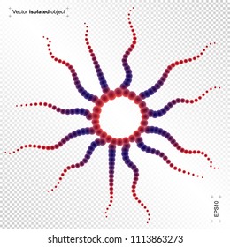Illustration of molecular structure. Bright abstract design of molecular shapee for biology, technology, medicine. Isolated object. Multicolored picture on wite backround.