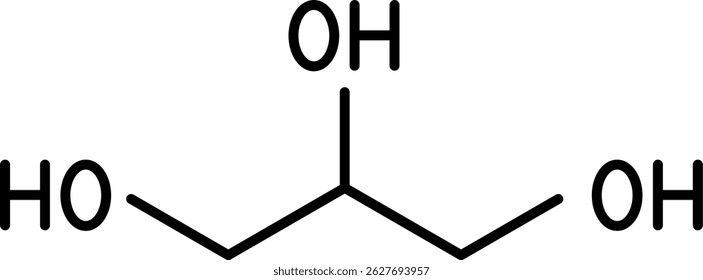 Illustration of the molecular structure of glycerol