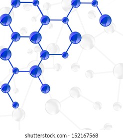 Illustration molecular structures chain with copy space - vector