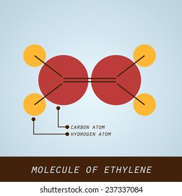 Illustration of molecule of ethylene in modern flat design