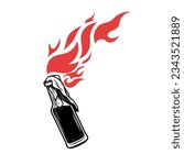 Illustration of Molotov cocktail isolated on white background. Design element for logo, label, sign, poster, menu. Vector illustration