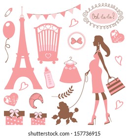 Illustration of mom to be in Paris