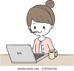 Illustration of a mom doing remote work.