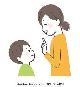 illustration of mom and son