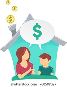 Illustration Of A Mom Teaching Her Son About Money At Home