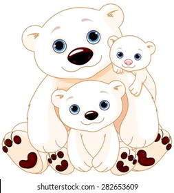 Illustration of Mommy and Daddy bears with their babies