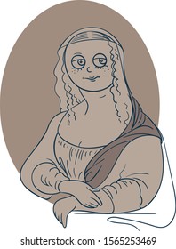 Illustration of the Mona Lisa. Icon of Gioconda, the artist Leonardo Davinci