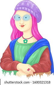 illustration of the monalisa fashion style in cheerful colors