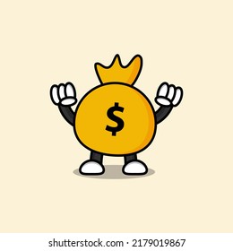 Illustration Money Bag Cartoon Character Stock Vector (Royalty Free ...