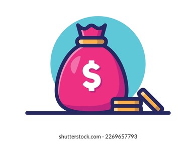 Illustration of a money bag cartoon icon vector money icon white background