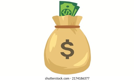 illustration of a money bag filled with dollar bills