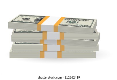 Illustration of money banknotes stack over white background