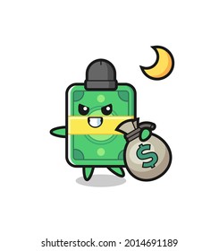 Illustration of money cartoon is stolen the money , cute style design for t shirt, sticker, logo element