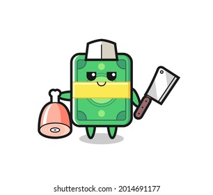 Illustration of money character as a butcher , cute style design for t shirt, sticker, logo element