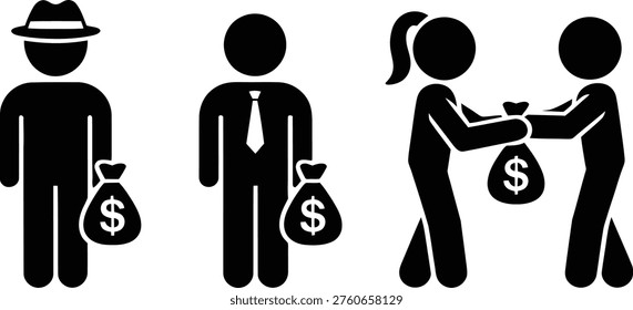 Illustration of money exchange and transactions between individuals