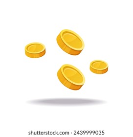 Ilustración de dinero y pegatina de oro. Esta fascinante ilustración muestra monedas de oro brillantes como símbolo de riqueza. Ilustración vectorial.