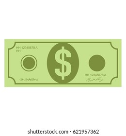 Illustration Of Money Icons. Dollar Currency Banknote Green. Dollars Bill, Money Banknote. Vector Dollar Bill Isolated On White Background. Dollar Currency Banknote Green. Flat Illustration Of Money.