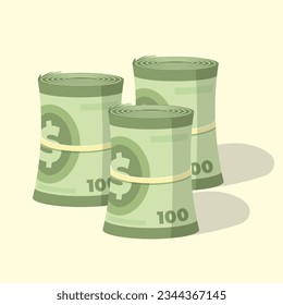 An illustration of money roll pile concept illustration