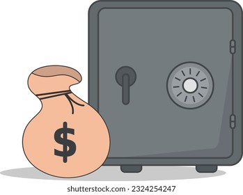 Illustration of money treasury with bundle of money and financial wealth in economics professionally drawn on white background