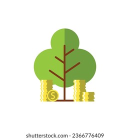 Illustration of money tree, tree and money, suitable used for business growth, insurance, trade, investment, and etc
