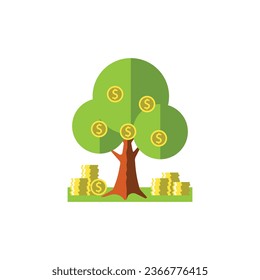 Illustration of money tree, tree and money, suitable used for business growth, insurance, trade, investment, and etc