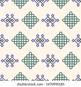 Illustration of mongolian traditional symbols, motifs and knots. Geometric pattern.
