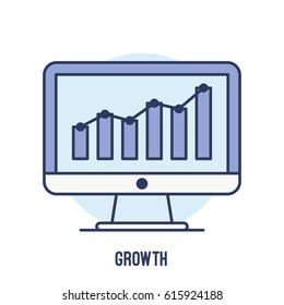 Illustration of monitor and a chart as a symbol of business growth