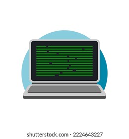 illustration of a monitor computer with green text code. programming theme vector illustration.