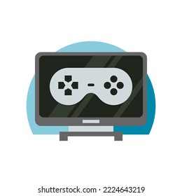 illustration of a monitor with game pad inside. gaming theme vector illustration.