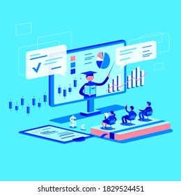 Illustration with monitor and pupils