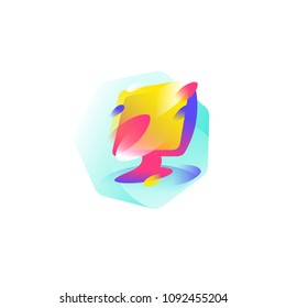 Illustration of a monitor. Vector icon. Color LCD monitor. Image is isolated on white background. Form style. Icon for website and print. Talisman, a brand for the company. Symbol, emblem.
