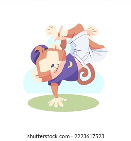 illustration of a monkey animal doing an acrobatic dance