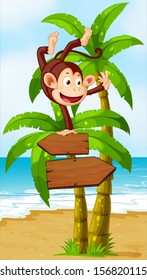 Illustration eines Affenausgleichs am oberen Rand des Arrowboard am Strand
