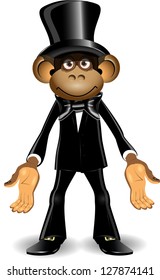 illustration monkey in a black suit and top hat