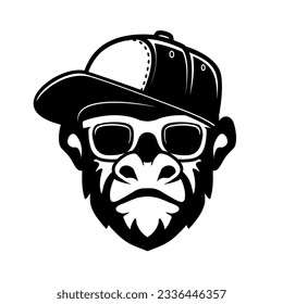 Illustration of monkey in a cap. Design element for t shirt, poster, card, emblem