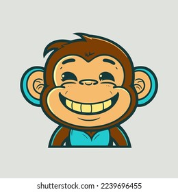 illustration of monkey chimpanzee  character logo mascot design in cartoon vector flat color style for business branding