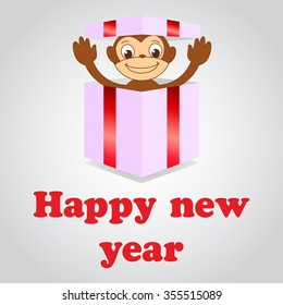 Illustration monkey Chinese, Chinese New Year gift box