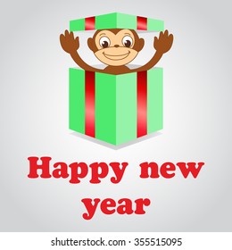 Illustration monkey Chinese, Chinese New Year gift box