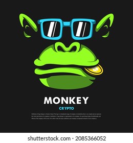 Illustration of a monkey with crypto currency mascot logo design illustration vector