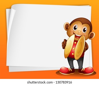 Illustration of a monkey with cymbals and the blank space