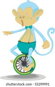 Illustration of A Monkey Doing Cycling on white background