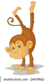 Illustration of a monkey doing hand stands