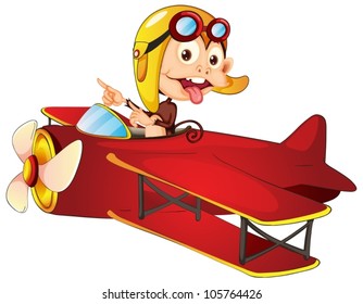 illustration of a monkey driving aircraft on a white background